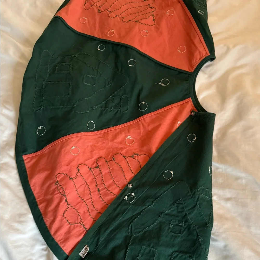 Vintage Crate&Barrel Green and Salmon Fabric